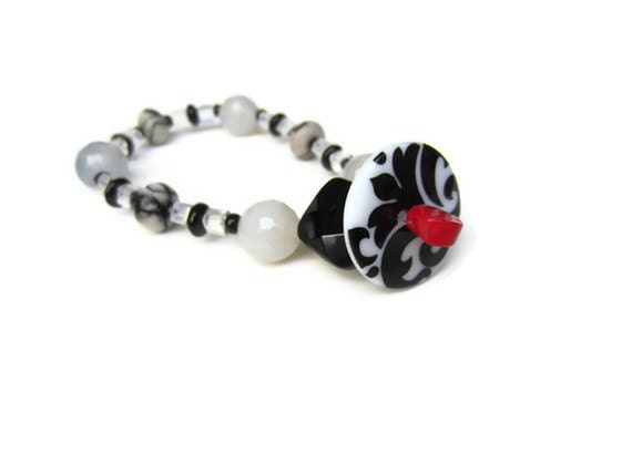 Bracelet with Pendant - Jasper, Agate, Onyx, and Crystal - Gift for Her