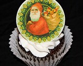 Christmas Edible Print - Vintage Santa Toy Bag cupcake decoration - Cookie Topper - Holiday baking Il_170x135