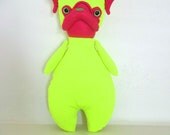 Mon Cher Pug, pug doll, soft sculpture, artist doll, kids, children, toy, retro, neon (neon pink, lemon, florecent)