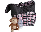 Modern Girl Diaper Bag - Pink and Black Flowers