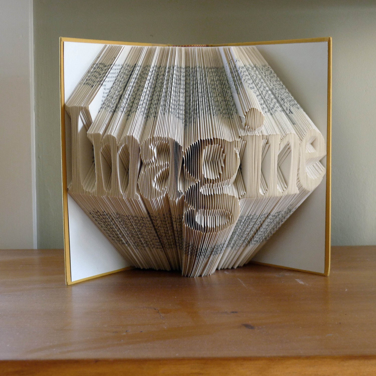 Best Selling Item - Unique Present - Custom Folded Book Sculpture -  Imagine - Your Choice of Words - Great Gift...