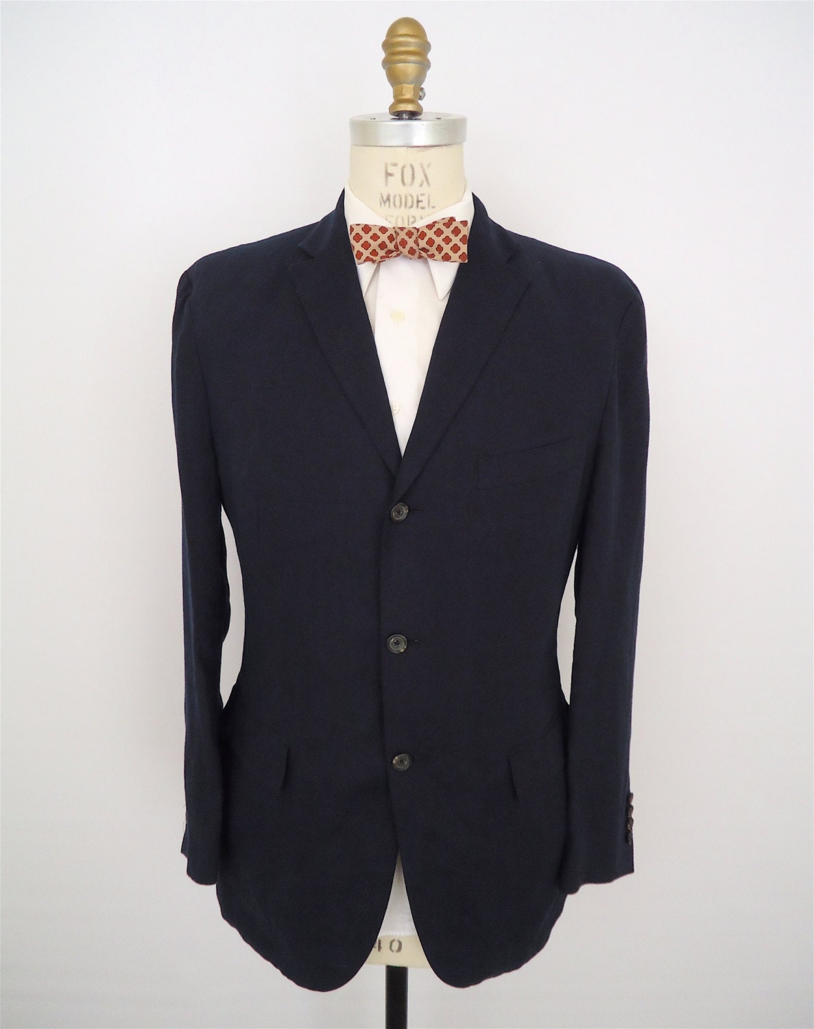 Polo Ralph Lauren Linen Blazer / vintage navy blue summer sport jacket / men's large