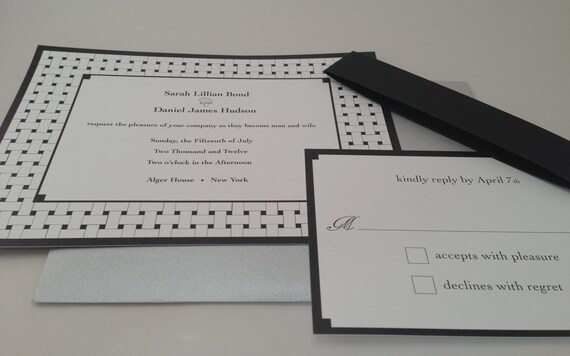 SAMPLE - Black & White Wedding Invitation - Custom Wedding Invite - Luxe Wedding Suite - Classic Wedding Invitation Il_570xn