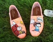 Charlie Brown Peanuts Original Custom Acrylic Painting for Toms/Canvas Shoes TOMS NOT INCLUDED