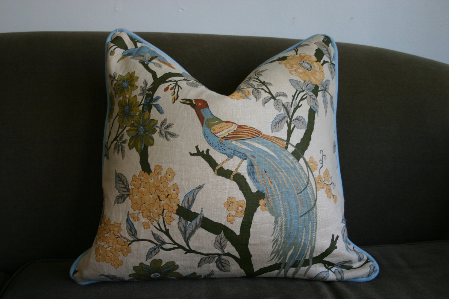 Eco Pillow - Beautiful Floral and Fauna Designer Fabric - Sustainable Decor