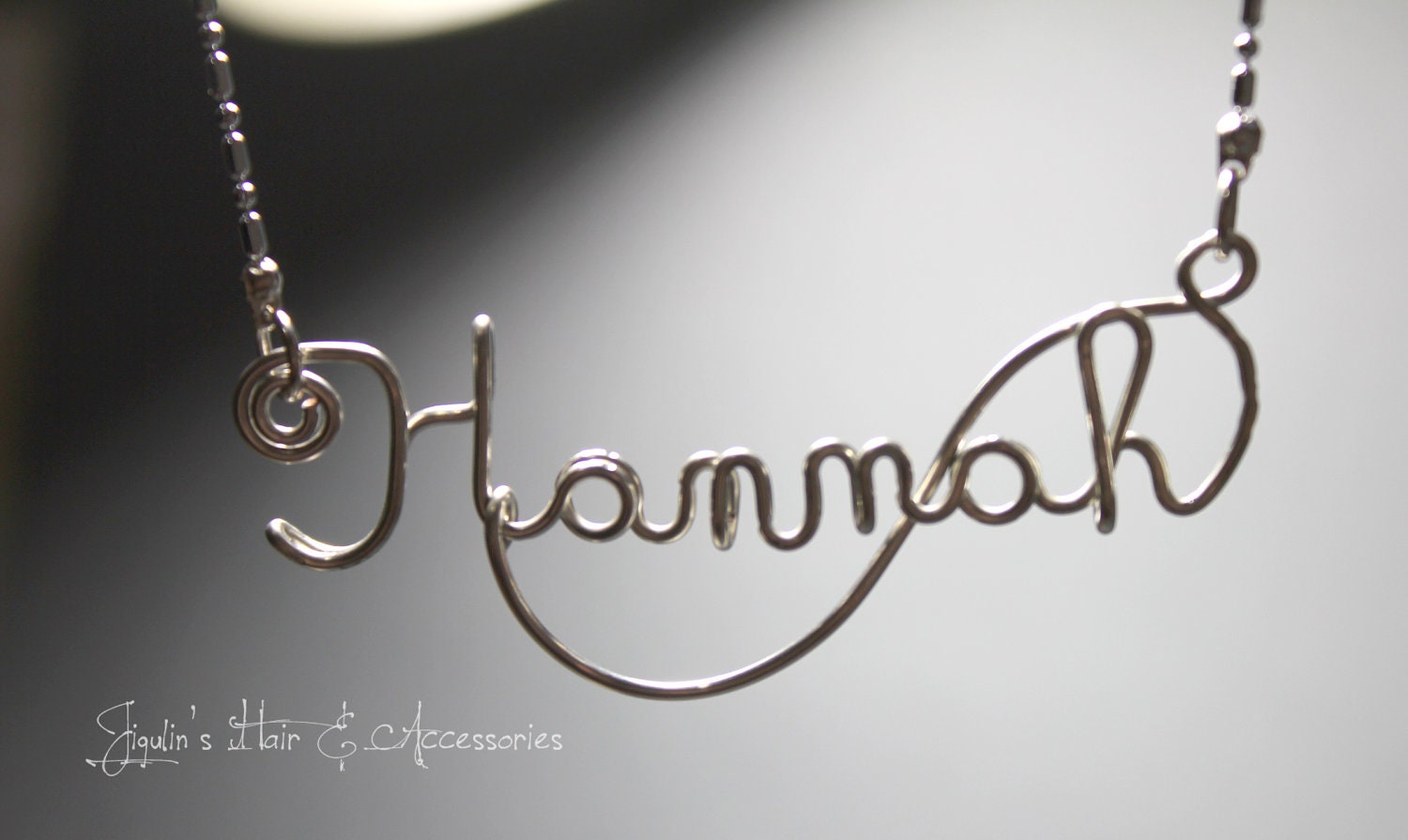Wire art/ personalised name necklace - Hannah - JigulinsHA
