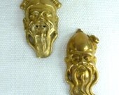 Two Hanging Oriental Brass Faces
