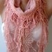 Pink Cotton and lace  Shawl/ Scarf - Headband -Cowl with Lace Edge  Mothers Day gift