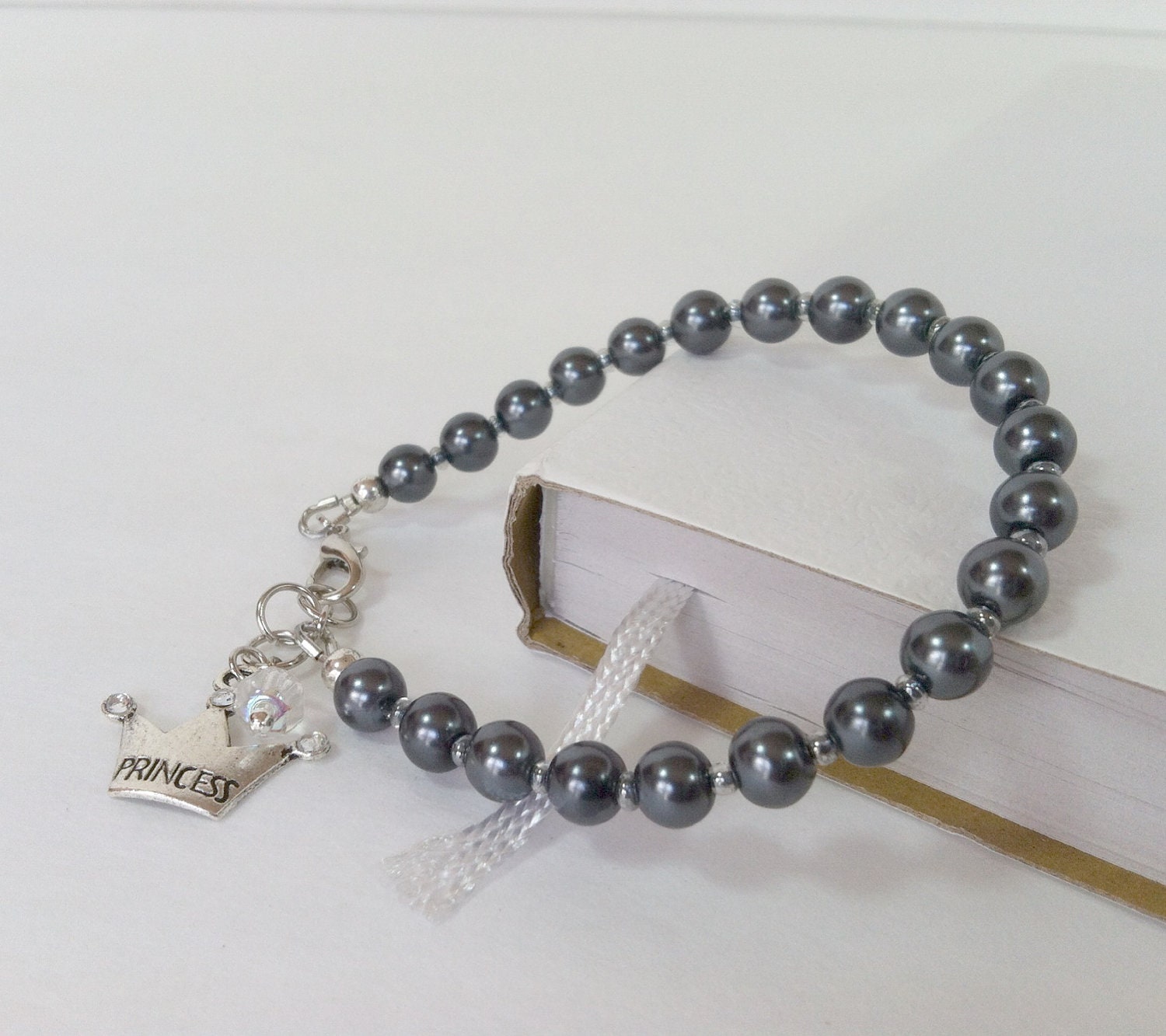 Dark Gray Pearl Bracelet - Princess Charm