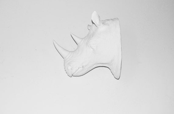 White Faux Taxidermy - Faux Taxidermy - The Denver - White Resin Rhino Head- Rhino Resin White Faux Taxidermy- Chic & Trendy