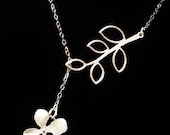 bridesmaid gift,Orchid Necklace,Flower Necklace,Orchid Jewelry,Cascading flower necklace,sterling silver bridesmaid jewelry