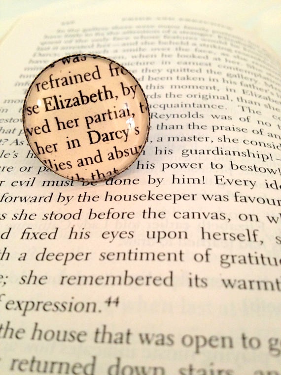 Pride and Prejudice Elizabeth Bennet and Mr Darcy Vintage Style Adjustable Antiqued Bronze Book Page Ring