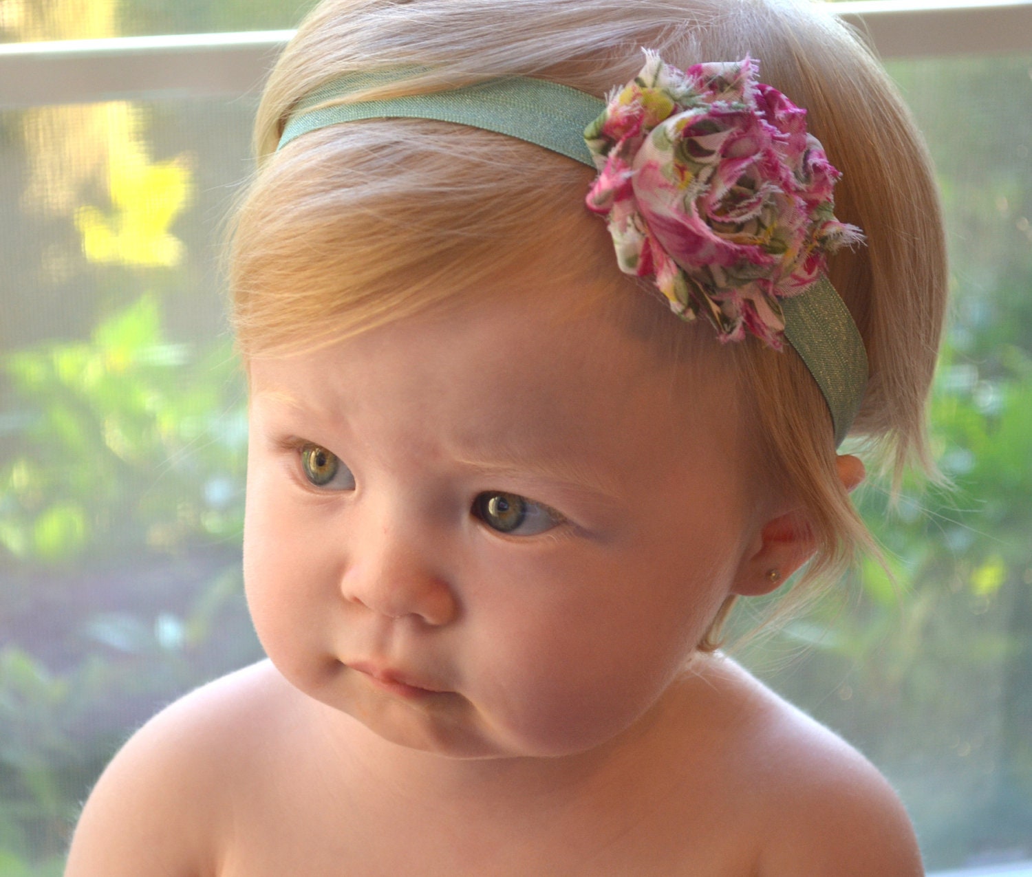 Vintage Flower Print Shabby Chic Headband. Baby Newborn Headband, Toddler Headband, Newborn Baby Girl Photo Prop.