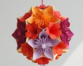 Origami paper ball - "Autumn". Flower kusudama