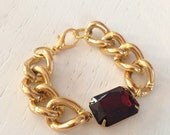 Rich red crystal and chain bracelet