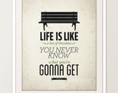 Forrest Gump Motivational Wall Decor - 16x20" Archival Print on Matte Canvas - Life is like a box of chocolates