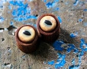 Avatar Wood Plugs / Exotic Wood & Yellow Lynx Eyes / (9/16" - 11/16") (14-18mm)