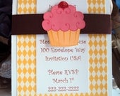 Cupcake  Invitation,Childrens Birthday Invitation,