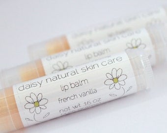 Natural Lip Balm, French Vanilla, One Tube, 0.15 oz. - handmade