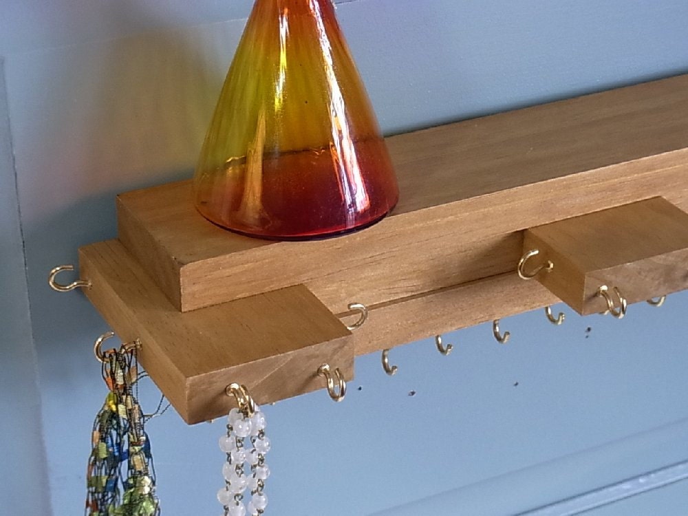 Jewelry Organizer Craftsman Stacked Wood Honey Oak