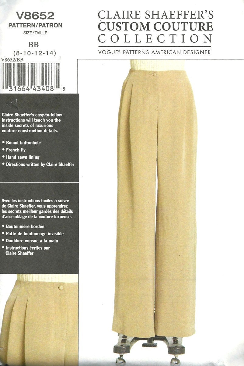 Vogue  Pants Pattern 8652 Claire Shaeffer Uncut  Sizes 8, 10, 12, 14 Free shipping - SewReallyCute