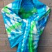 Green and Blue Tie Dye Habotai Silk Scarf 22"x72"