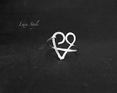 Sterling Silver Ring, Heart Ring, Love Jewelry Metal work hammered handmade valentine gifts Luxe style
