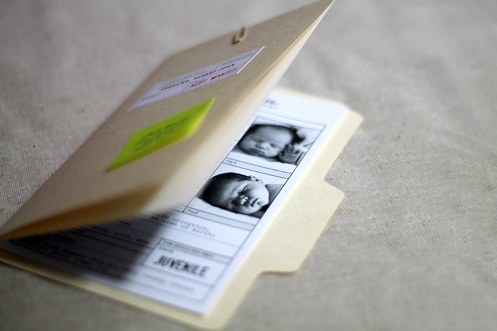Custom Baby Announcement / Custom Birth Announcement: Most Wanted Mini FBI File Folder - DESIGN CHARGE / Electronic Files