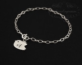 Personalized Bracelet . Initial Bracelet . Sterling Silver Charm Bracelet . Silver Bird Charm . Sterling Silver . Gift.Teen.Sister.Daughter