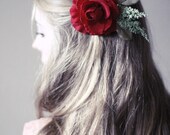 Big Red Rose Hairpiece / Bridal Rose Hair Clip / Bridal Hairpiece, Wedding, Engagement, Nature Inspired, Flower Pin, Flower Accessories