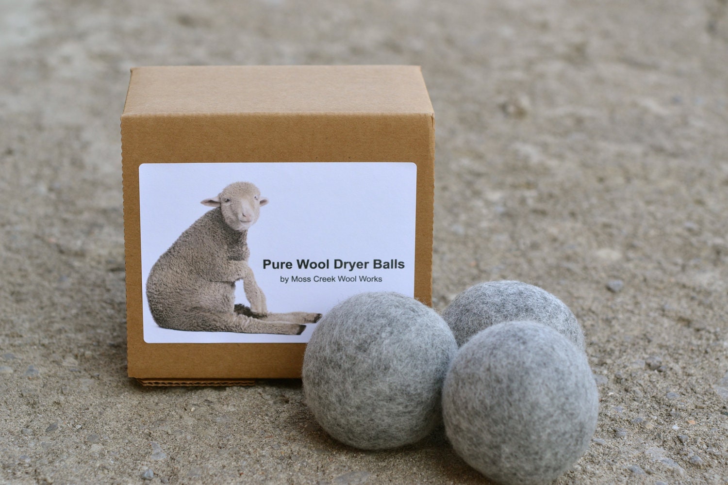 set of 3 pure wool organic dryer balls for laundry.
