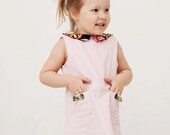 SAMPLE SALE Girls A line pink corduroy dress children spring clothing OOAK