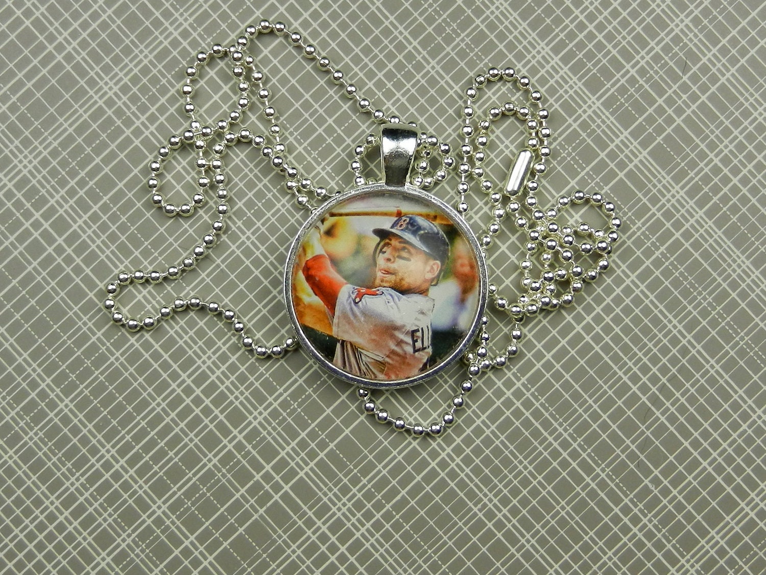 Jacoby Ellsbury Boston Red Sox Pendant In Silver Bezel, Trading Card Image