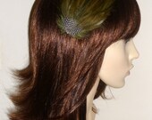 Olive Green Feather Fascinator HAIR CLIP Pistachio Bridesmaids Hair Accessory Handmade Wedding 'Gwen'