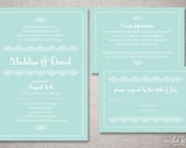 Romantic Vintage "Madeline" Custom Wedding Invitations Suite in Mint - Classic Elegant Invite - DIY Digital Printable or Printed Invitation