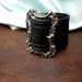 Wide Black Leather Cuff with Victorian Buckle - Handmade Martine Goth Rocker Bracelet Adjustable