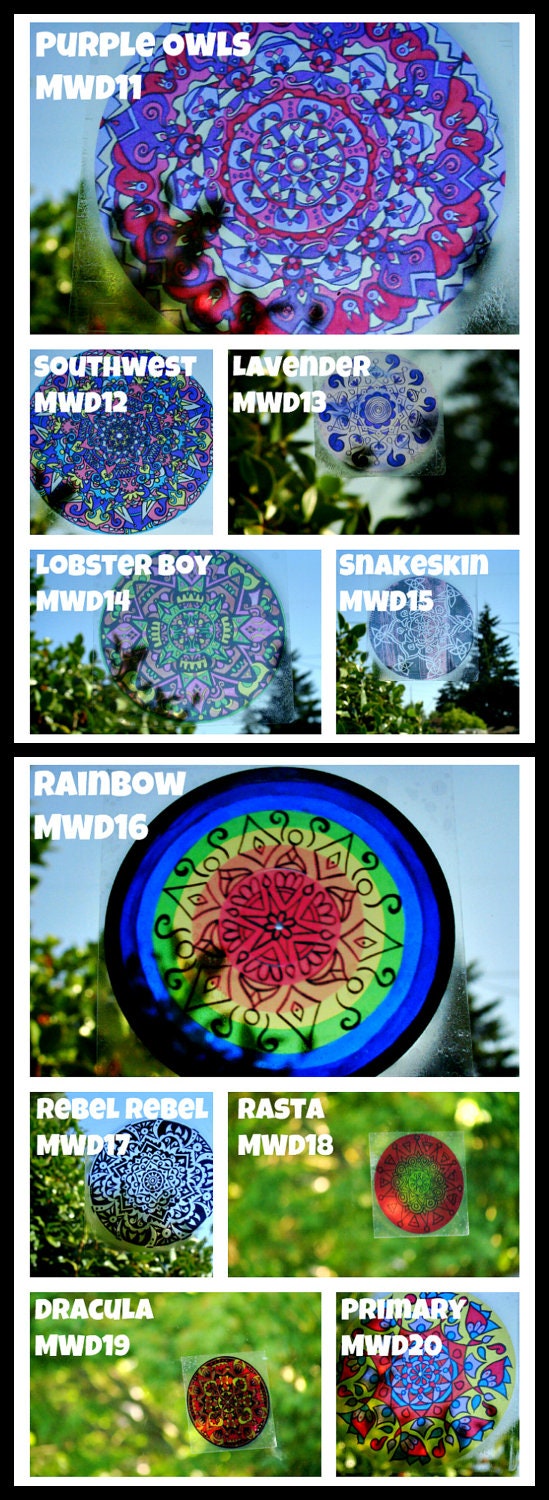 Mandala Window Decals - Set of Three - Geometric Designs to Peel and Stick - Choose Your Colors