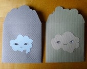 2 handdrawn Cloud lovenotes - 100% upcycled vintage paper