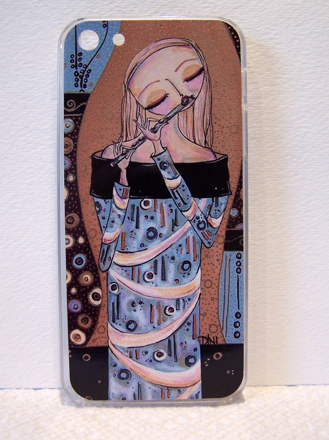 iPhone Skin Case G5 Original art print painting - flute music love