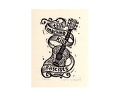 Woody Guthrie Tribute Linocut Print