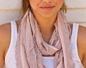 Infinity Ruffle Scarf Light Rose with Pindots - Infinity Scarf