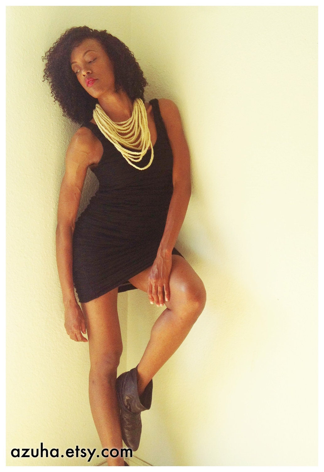 ABUNDANCE---crocheted fiber necklace in "vanilla"