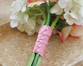 SALE - Pink and White Silk Flowers Wedding Bouquet