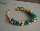 Vintage 1940s Carved Roses Early Plastic Necklace