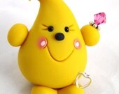 OCTOBER Birthstone OPAL or Tourmaline PARKER - Polymer Clay Character with Swarovski Pink Crystal