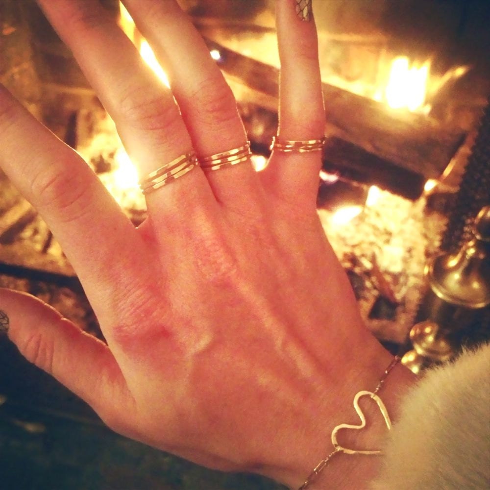 Pretty Girl Gold Stacking Rings - Set of Five 14K Gold Filled Handmade Rings