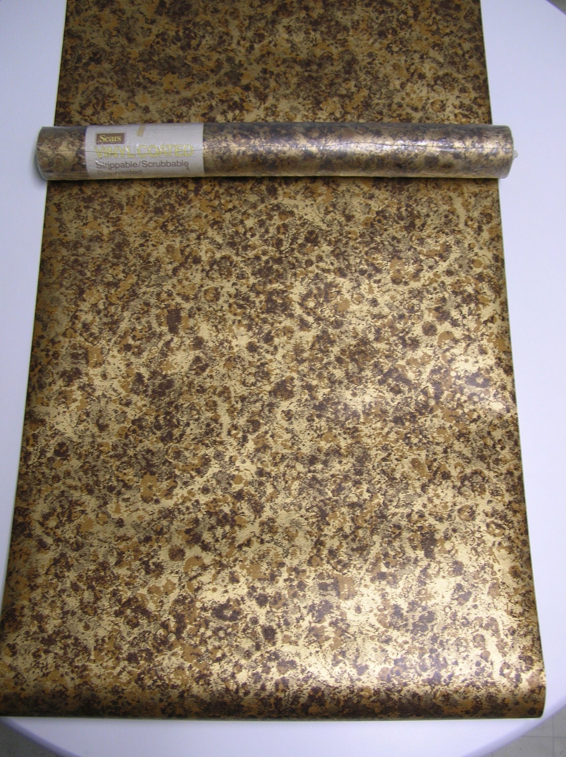 Vintage Wall Paper Gold Mod Retro 1970s 70s Wallpaper Cover Roll Home Decor Decoration Disco Vinyl Pin up  Animal Print
