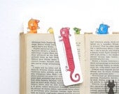 Red cat - rainbow color bookmark - hand painted cat bookmark - small gift for book lovers