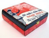 Jewelry Box Decoupaged Sheet Music Decorated Box Keepsake Box Classic Movie Musical Classic Film Red Blue