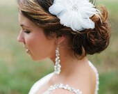 Large Plush Plumeria Feather & Organza Flower Fascinator: F026 made to order